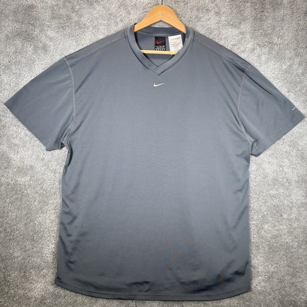 Vintage Nike Shirt Mens XL Gray Performance Center Swoosh Athletic Made In USA